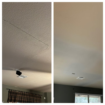 Popcorn ceiling with cracks before removal - New Braunfels, TX