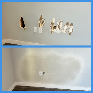 Drywall holes fully patched and textured - New Braunfels, TX