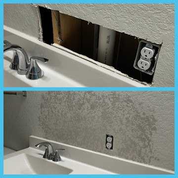 Water damaged drywall wall before repair - New Braunfels, TX